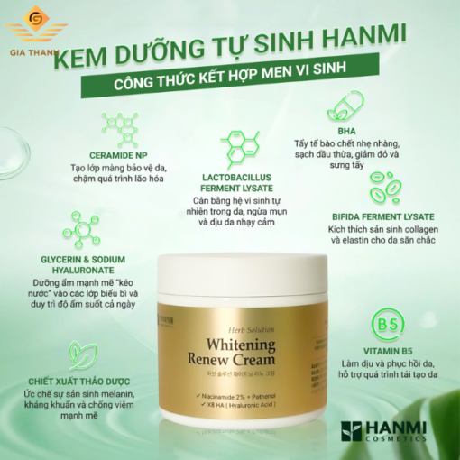 Whitening Renew Cream Hanmi – Kem Dưỡng Trắng & Phục Hồi Da Chuyên Sâu - Hình ảnh 3